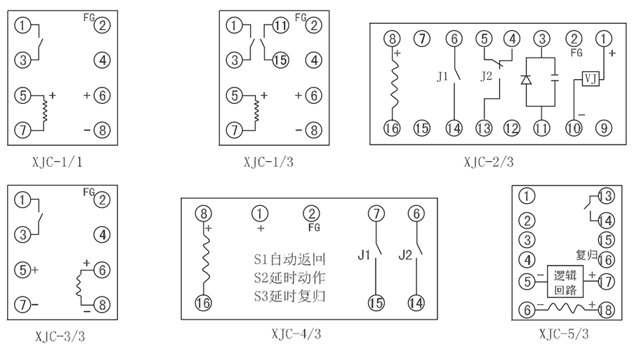 XJC-1/3內(nèi)部接線(xiàn)圖